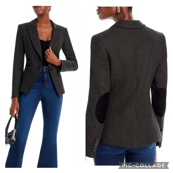 VERONICA BEARD | Somner Green Gray Herringbone Tweed Dickey Jacket Blazer 4 - Picture 3 of 10